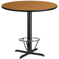 Flash Furniture Laminate 42" Round X-Base Table, Natural (XURD42NTT33B4F)-Bar Height Hospitality Table