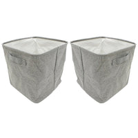 Cathay Importers Polyester Square Storage Basket, 12.5"W x 12.5"D x 12.5"H, Grey, 2/Pack-12.5"H x 12.5"W x 12.5"D