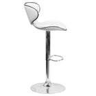 Flash Furniture 17 1/2" x 17 1/2" Cozy Mid-Back Vinyl Adjustable Bar Stool with Chrome Base, White, 2 Pack-White Vinyl Upholstery