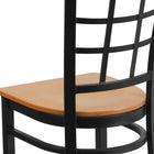 Flash Furniture HERCULES Series Black Window Back Metal Restaurant Chair - Natural Wood Seat-Welded Joint Assembly