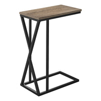 Monarch Specialties 3249 Accent Table - 25"H/Dark Taupe/Black Metal-C-shaped accent table with a base that can be slid underneath sofas for convenience