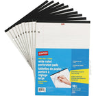 Staples Personal Size Perforated Wide Ruled White Paper Pads - 3 Hole - 50 Sheets - 10 Pack-Personal size writing pad features white paper with wide ruling
