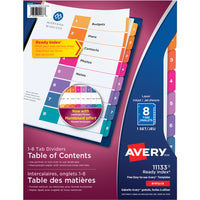 Avery Ready Index Numbered (1-8) Divider Tabs - Letter Size - 8 Tabs-8 tabs