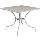 35.5'' Square Light Grey Indoor-Outdoor Steel Patio Table Set with 4 Round Back Chairs [CO-35SQ-03CHR4-SIL-GG]-Designed for Indoor and Outdoor Use