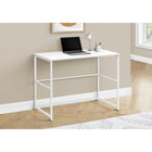 Monarch Specialties 7775 40" Computer Desk - White/White Metal-Versatile in any home office setting, finished on all sides