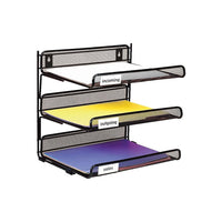 Staples Metal Mesh 3-Tier Desk Shelf - Black-3-tier desk shelf designed to store letter and legal sized documents