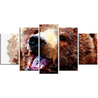 Designart Happy Brown Bear Canvas Art Print, 5 Panels, (PT2338-373)-Print