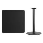 Flash Furniture 36'' Square Laminate Table Top, Black with 24'' Round Bar-Height Table Base (XUBK3636TR24B)-Black Laminate Top