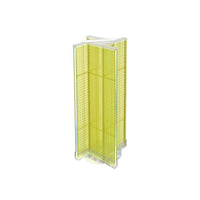 Azar Displays 13.5"W x 44"H 4-Sided Pinwheel Pegboard Display with Revolving Base, Translucent Yellow (700444-YEL)-Includes four panels & Acrylic Sign Holder strip and stands on a 23" revolving base