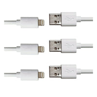 Exian Lightning USB Thick Cable, 1m, White, 3 Pack-This cable provides connection from Lightning USB to USB