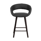 Flash Furniture Brynn Series 23.75" High Contemporary Cappuccino Wood Counter Height Stool - Black Vinyl-Black Vinyl Upholstery