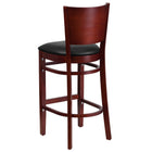 Flash Furniture Lacey Series Solid Back Mahogany Wood Restaurant Barstool - Black Vinyl Seat-Black Vinyl Upholstered Seat