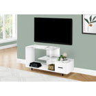 Monarch Specialties 2609 Tv Stand - 48"L/White/White Marble Top/1 Drawer-Material: particle board,metal; finish: white marble-look