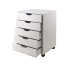 Winsome Halifax Cabinet for Closet / Office, 5 Drawers, White-Optional locking casters to use them with or without casters for stationary or mobility storage.