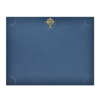 St. James Presentation Holders/Cards with Gold Foil Crucifix, 80lb Navy Linen, 25 Pack-Create tangible memories with these premium certificate holders