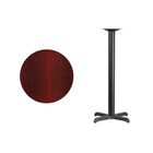 Flash Furniture 24" Round Mahogany Laminate Table Top with 22" x 22" Bar Height Table Base-Mahogany Laminate Top