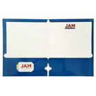 JAM Paper Glossy 2 Pocket 3 Hole Punched Folders, Blue, 50 Pack-Capacity: 200 sheets