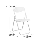 Flash Furniture HERCULES Series 880 lb. Capacity Heavy Duty White Plastic Folding Chair with Built-in Ganging Brackets-White Powder Coated Frame Finish