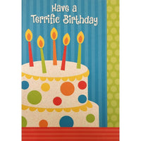 Millbrook Studios 5-3/8" x 7-3/4" Have A Terrific Bday Greeting Cards and Envelopes, 18 Pack (06204)-Printed on premium coated card stock