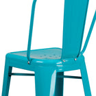 Flash Furniture Commercial Grade 30" High Crystal Teal-Blue Metal Indoor-Outdoor Barstool with Back-Cross Brace under seat provides extra stability