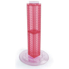 Azar Displays 24" x 4" x 4" 4-Sided Revolving Pegboard Counter Display, Pink Translucent (700222-PNK)-Interlocking four-sided pegboard tower and 14-1/2" diameter revolving clear plastic base