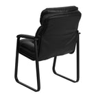 Flash Furniture Black Leather Executive Side Reception Chair with Lumbar Support & Sled Base-Curved Padded Arms