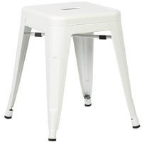 Nicer Furniture Tolix Style Backless Metal Industrial Stack 18" Stool - White - 4 Pack-Drain Hole in Seat. Non-Marring Glides. Lightweight Design