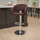 Flash Furniture Contemporary Brown Vinyl Adjustable Height Barstool with Rounded Mid-Back & Chrome Base-Seat Adjusts from Counter to Bar Height