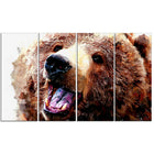 Designart Happy Brown Bear Canvas Art Print, 5 Panels, (PT2338-271)-Print