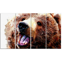 Designart Happy Brown Bear Canvas Art Print, 5 Panels, (PT2338-271)-Print