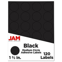 JAM Paper Round Circle Label Sticker Seals, 1.67" diameter, Black, 120 Pack (302229594)-Circle labels