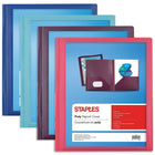 Staples Customizable Report Covers - Assorted Fashion Colors-Twin pocket fashion report cover with 3 fasteners, clear front with open top