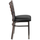 Flash Furniture HERCULES Series Clear Coated Ladder Back Metal Restaurant Chair - Black Vinyl Seat - 2 Pack-Black Vinyl Upholstered Seat