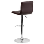 Flash Furniture Contemporary Brown Vinyl Adjustable Height Barstool with Horizontal Stitch Back & Chrome Base-Horizontal Embellished Stitching