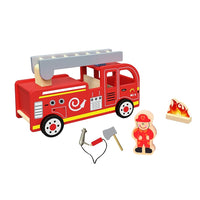 Tooky Toy Fun and Educational Wooden Fire Truck, 11.81 x 6.69 x 4.33 inches, Wood-Measures 12" x 7" x 4" in dimensions