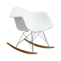 Plata Import Kids Eiffel Bucket Rocker, White (PC-0119R-WHITE)-White Plastic seat with solid wooden rocking legs
