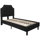 Flash Furniture Brighton Twin Size Tufted Upholstered Platform Bed - Black Fabric-Arched Headboard
