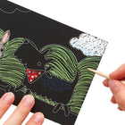 OOLY Mini Scratch and Scribble Playful Pups Guided Artwork Kit-Kit includes 4 different illustrated scratch cards (4 x 6 inches), 2 rainbow scratch cards (4 x 6 inches) and 1 wooden scratching tool