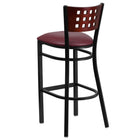 Flash Furniture HERCULES Series Black Cutout Back Metal Restaurant Barstool - Mahogany Wood Back & Burgundy Vinyl Seat - 2 Pack-2.5" Thick Foam Padded Seat