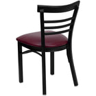 Flash Furniture HERCULES Series Black Three-Slat Ladder Back Metal Restaurant Chair - Burgundy Vinyl Seat-Burgundy Vinyl Upholstered Seat
