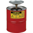 Justrite Plunger Cans, 1 Gal, 7 1/4" x 11"-Dispense flammable liquids and solvents safely onto cloths or swabs without waste or exposure
