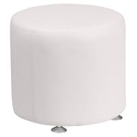 Flash Furniture HERCULES Alon Series Melrose Leather 18" Round Ottoman - White-Round Ottoman