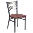 Flash Furniture HERCULES Series Clear Coated "X" Back Metal Restaurant Chair - Cherry Wood Seat-500 lb. Weight Capacity