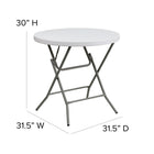 Flash Furniture 32" Round Granite Plastic Folding Table - White-Grey Powder Coated Cross Legs