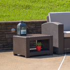 Flash Furniture Chocolate Brown Faux Rattan End Table-Durable Resin Frame Construction