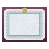 St. James Elite Medallion Presentation Cards/Certificate Holders, Burgundy Linen with Gold Medallion, 25 Pack-Luxurious embossed gold medallion