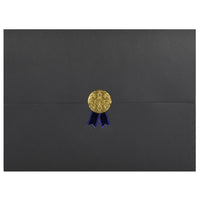 St. James Document/Certificate Holders - Gold Award Seal with Blue Ribbon - Black - 5 Pack-Add ceremony, elegance and sincerity to the act of giving recognition