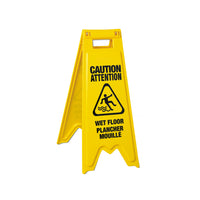 Vileda "Caution Wet Floor" Floor Sign - English/French - 28-1/2" x 9" x 13" - Yellow-"Caution Wet Floor"