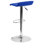 Flash Furniture Contemporary Blue Vinyl Adjustable Height Barstool with Quilted Wave Seat & Chrome Base-Quilted Design Covering