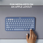 Logitech K380 Multi-Device Bluetooth Keyboard for Mac - Blueberry-Type on anything: This portable iOS keyboard connects to all Bluetooth wireless devices with external keyboard support, featuring an Apple-specific layout for macOS, iOS, and iPadOS